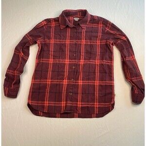 Carhartt Plaid Flannel Red Striped Long Sleeve Button Up Pocket Medium 8/10